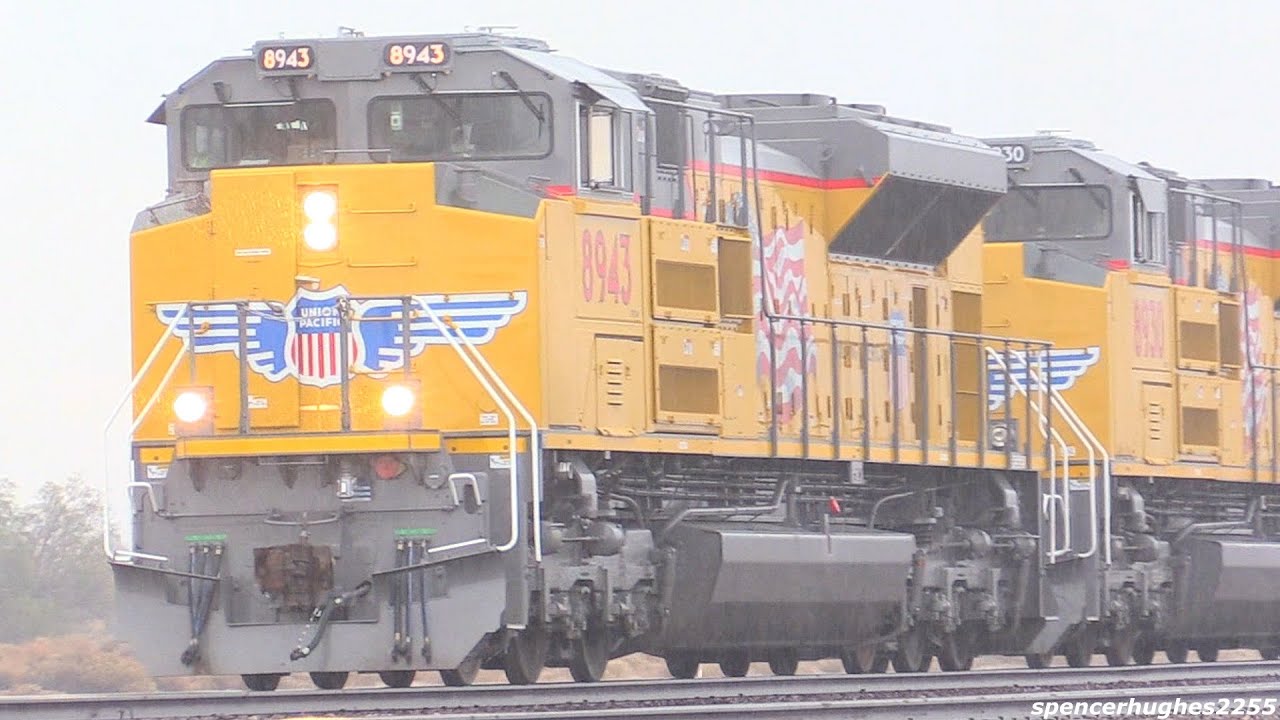 Trains along Needles Sub RAINEY DAY (1/10/15)