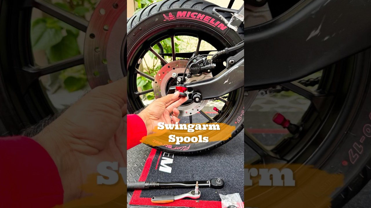 New swing arm spools for Yamaha R125 by ​⁠@avdb-moto #r125 #spools #bobbins #diy #maintenance