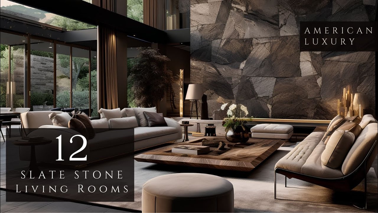 Slate Stone Splendor: 12 Luxurious Living Room Interior Design Ideas in Los Angeles | Lux Homes Tour