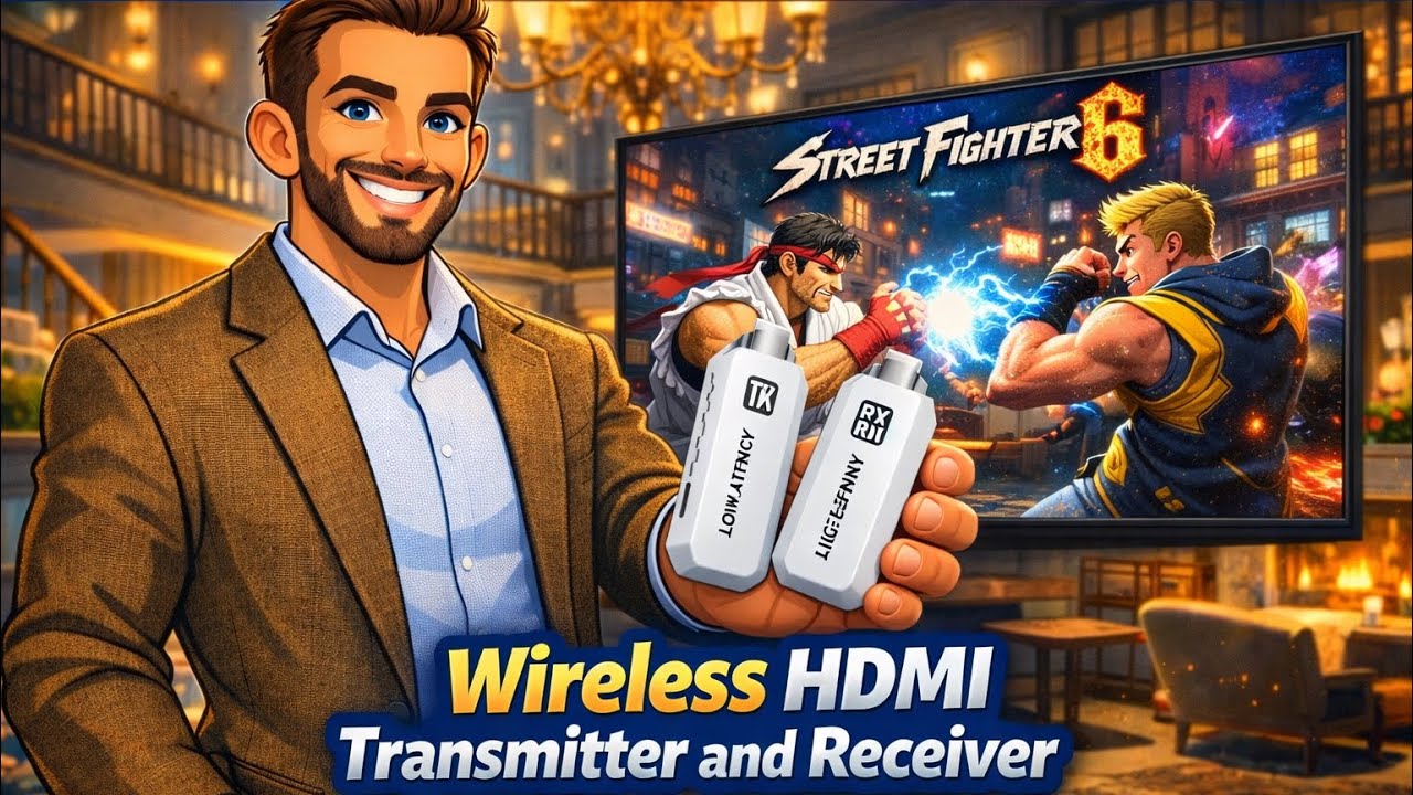 FIGEBNY Wireless HDMI Transmitter and Receiver - 4K Decode 1080P Output Ultra Low Latency