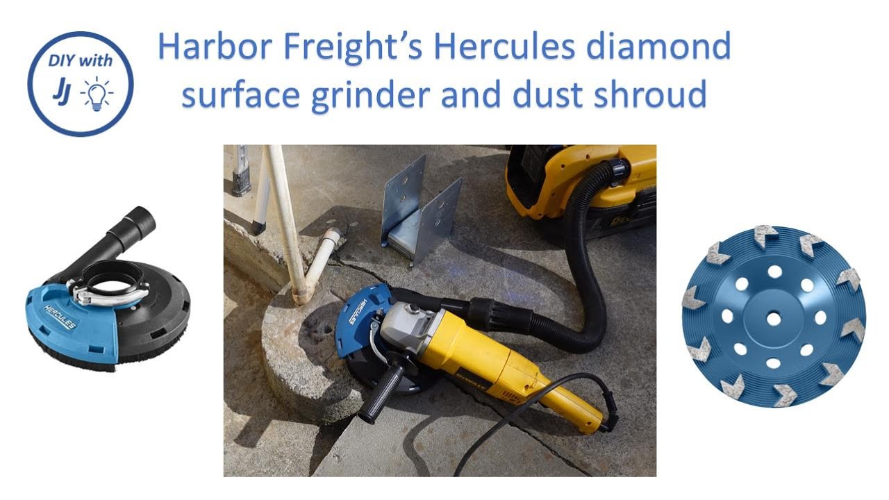 Использование шлифовального диска Hercules по бетону и пылезащитного кожуха Harbor Freight с угло...