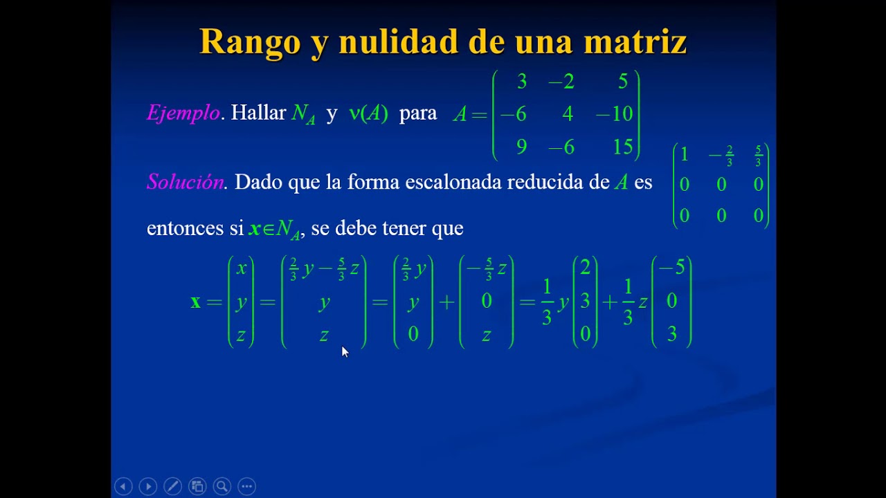 Rango Y Nulidad De Una Matriz 1