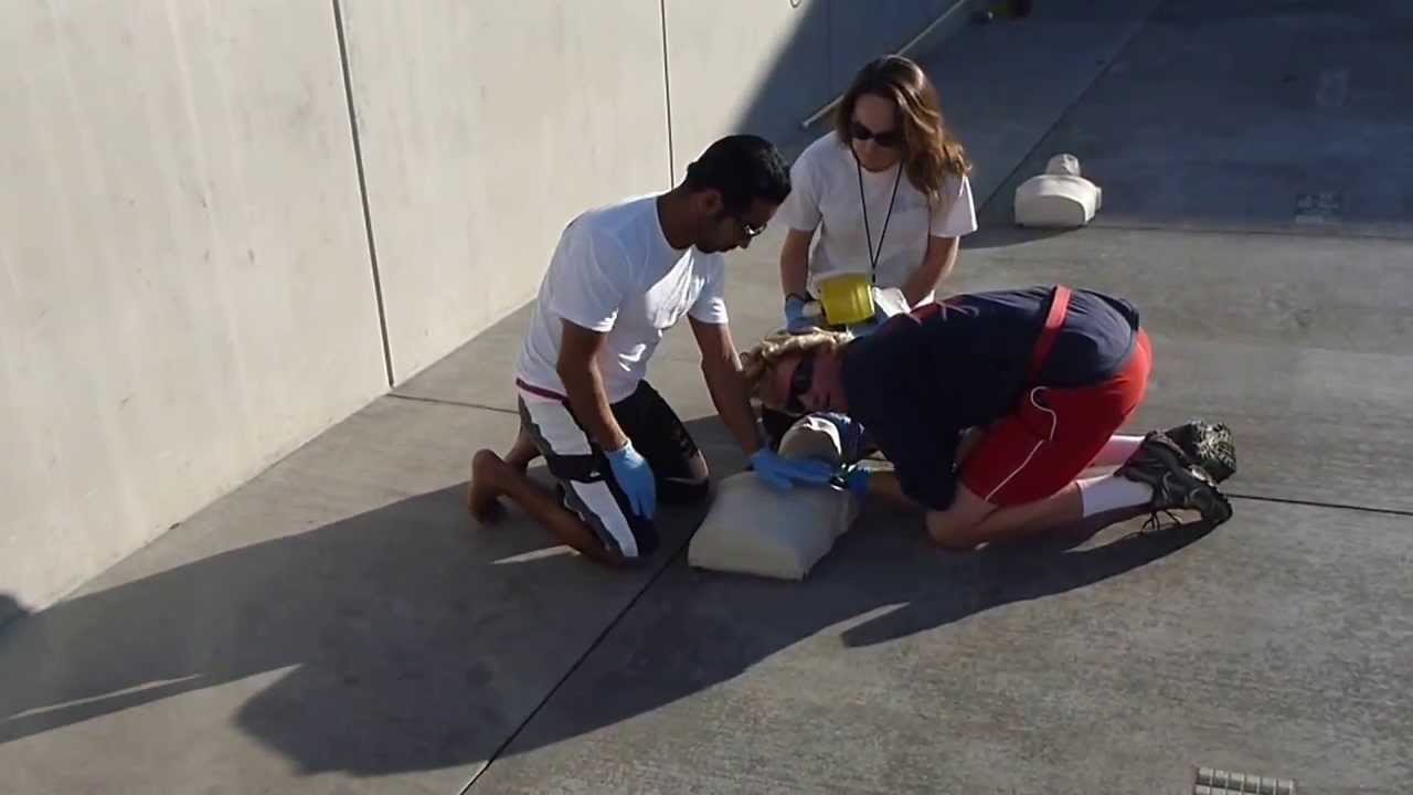 Lifeguarding Drill: 3-Rescuer CPR/BVM Position