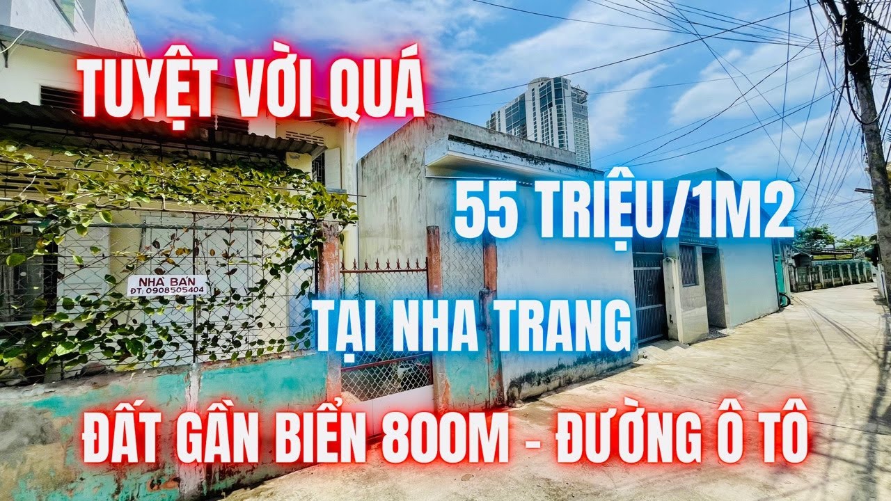 Tuyệt vời thật sự giá rẻ 55 triệu/1m2 đất cách biển Nha Trang chỉ 800m đường ô tô nhà đất nha trang