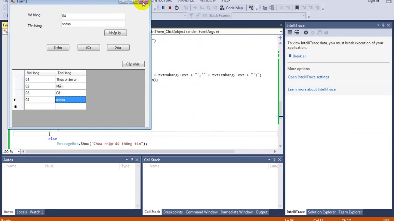 Hướng dẫn thêm sửa xóa c# cơ bản (winform/project/c#) | Insert Update Delete in C# Using SQL Server