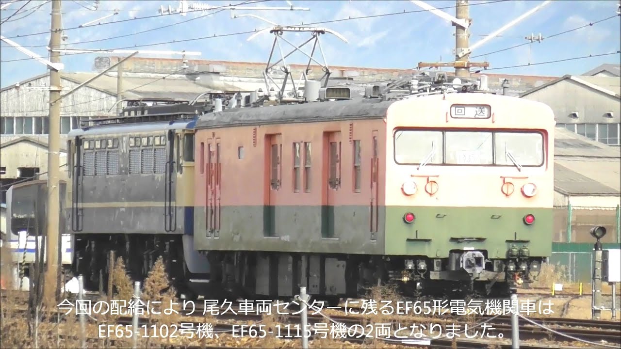 配給・廃車の国鉄形ﾌﾞﾙﾄﾚ牽引機 EF65-1103号機 長野総合車両センターに入場！2両の車両移動機に牽引され工場建屋内に。解体前の部品取り？panasd 3513
