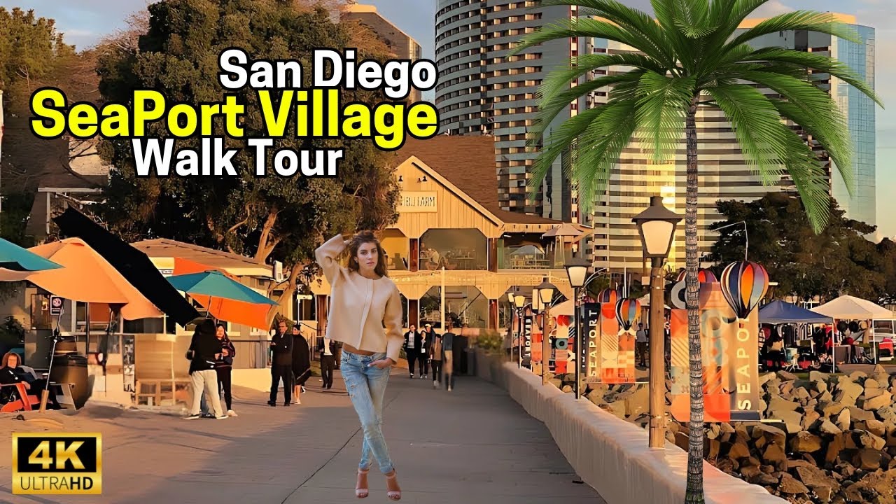 San Diego Seaport Village 4k: Walk tour in Seaport Village | California 4k 60fps
