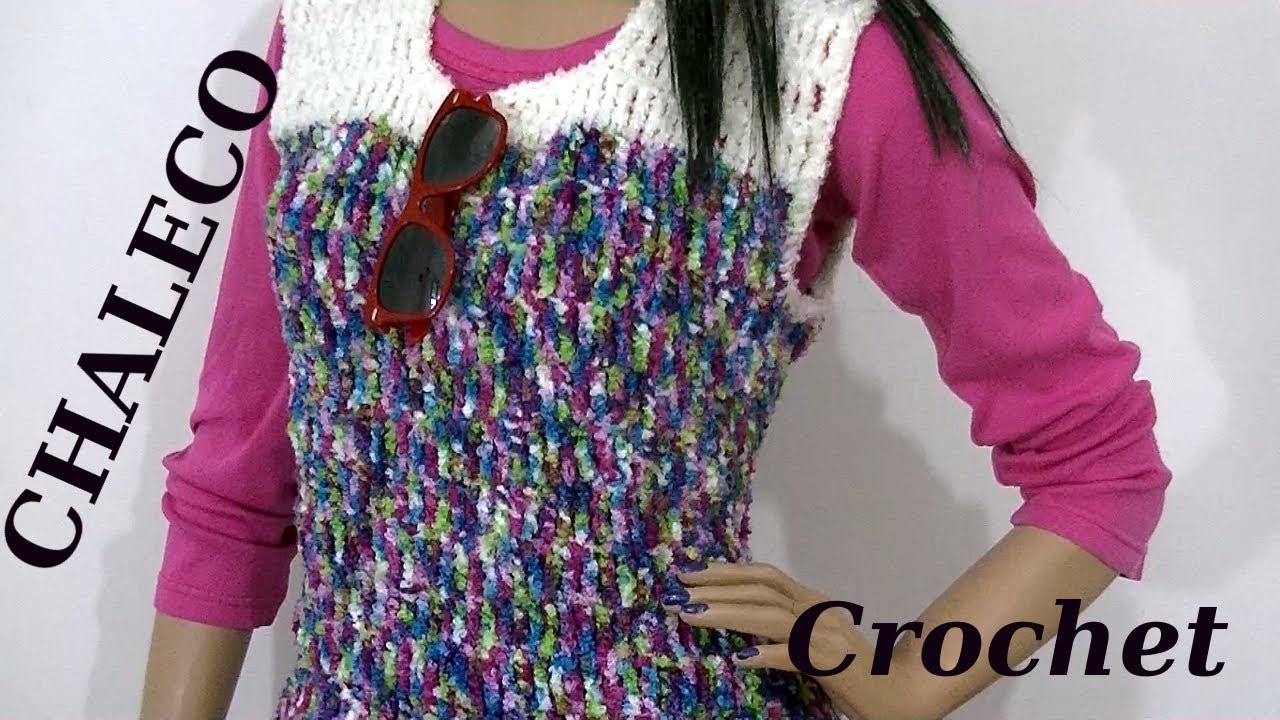 CHALECO a #crochet o ganchillo simple para los principiantes tutorial paso a paso. Moda a Crochet