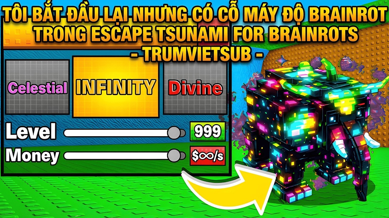 Tôi bắt đầu lại nhưng có CỖ MÁY ĐỘ BRAINROT trong Escape Tsunami For Brainrots - TrumVietSub -