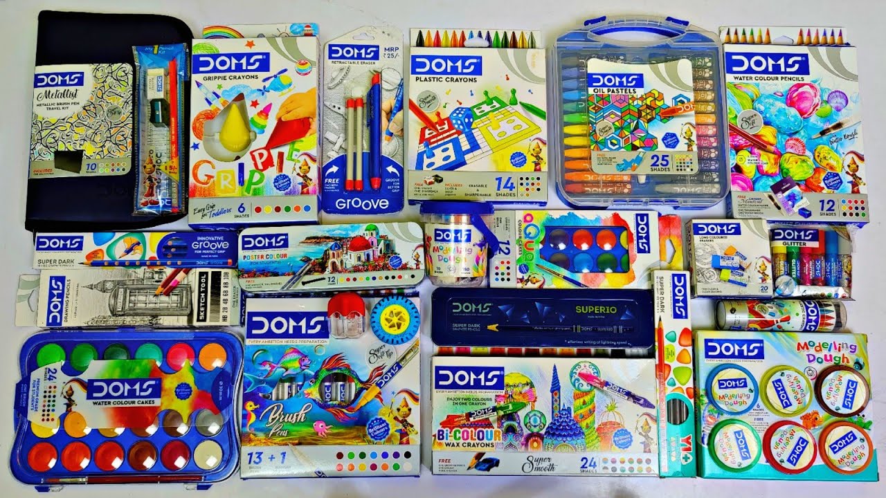 Ultimate DOMS Stationery Collection🥰Water colour, Eraser, Pencil box, Geometry box, Crayons, Sketch