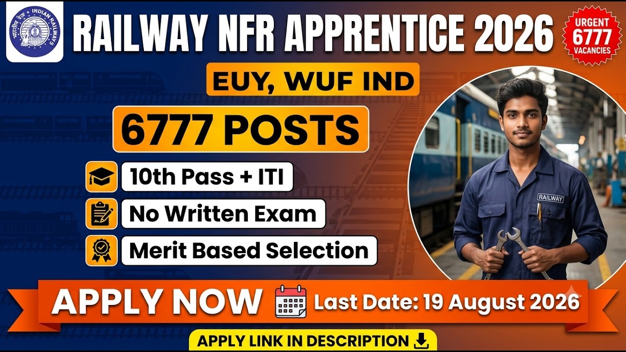 Railway NFR Apprentice 2026 | 6777 Posts, ITI Eligible #railway #nfr #railwayexam #railwayjobs