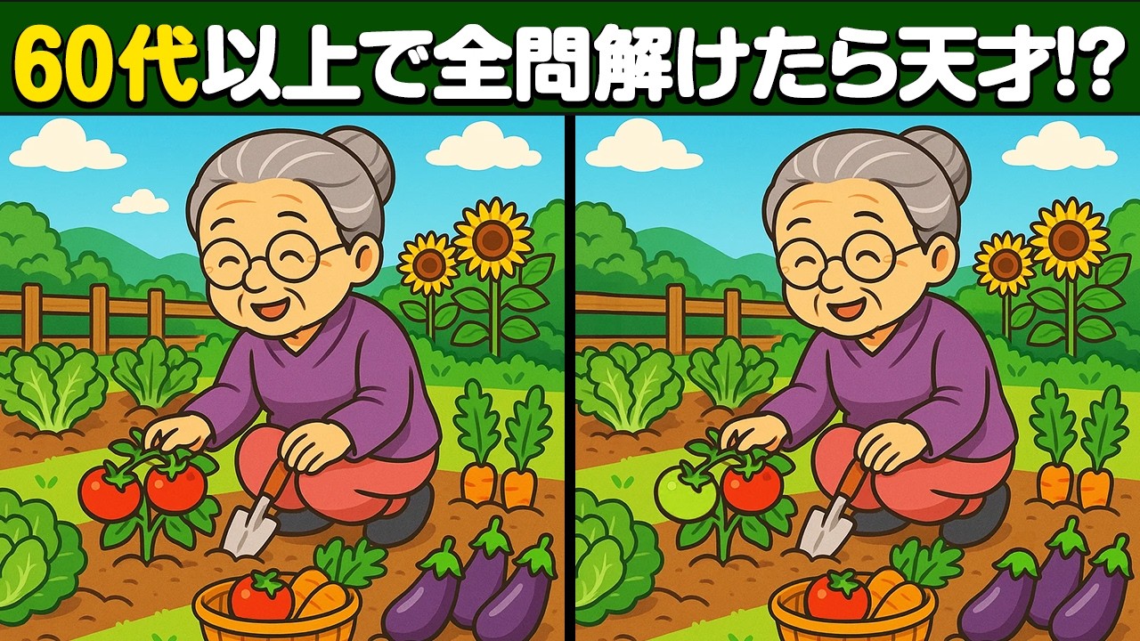 【間違い探し】1問も解けなければ60代！？脳トレに最適な間違い探しクイズ！【脳トレ】