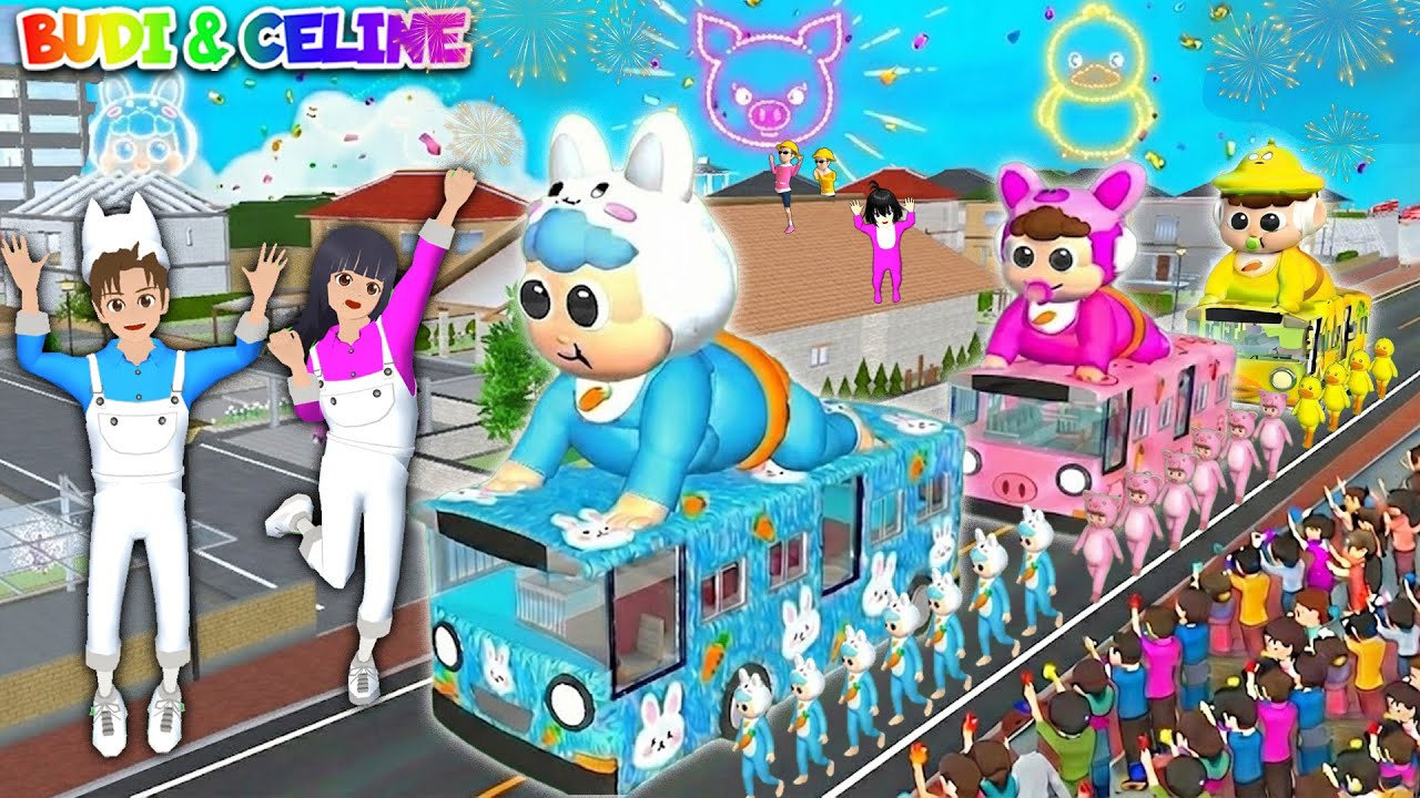 Yuta Mio Pawai Bus Boneka Merangkak Keliling Kota Sakura | Baby Celine Ingin Ikut Pawai