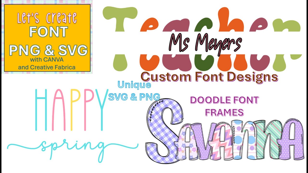 Upload Fonts to Canva and Create PNG and SVG files. Using Doodle Font Frames #fontsdownload #fonts
