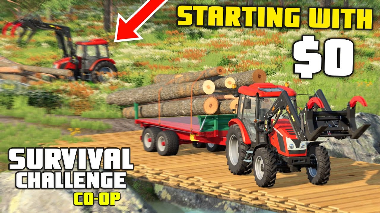 НАЧИНАЯ С 0 ДОЛЛАРОВ, НО В КОМАНДЕ! | Survival Challenge CO-OP | FS22 - Эпизод 1