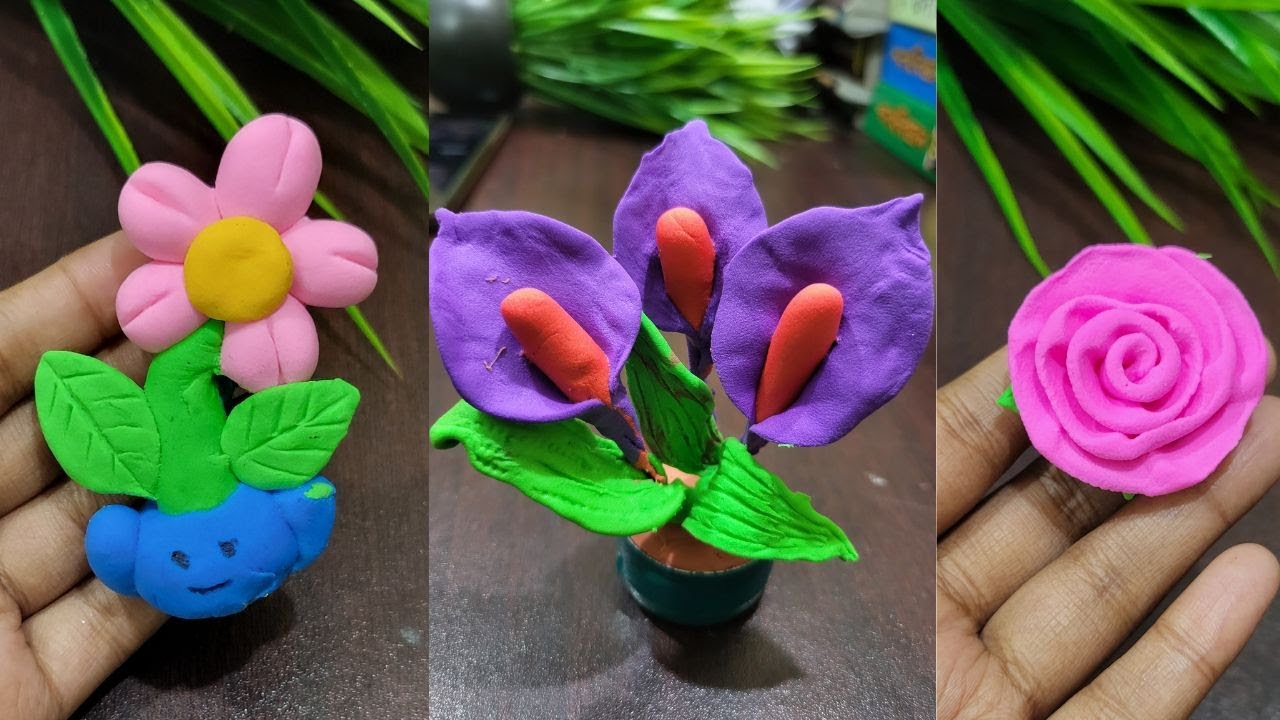 How to make clay flowers || DIY Clay craft ideas