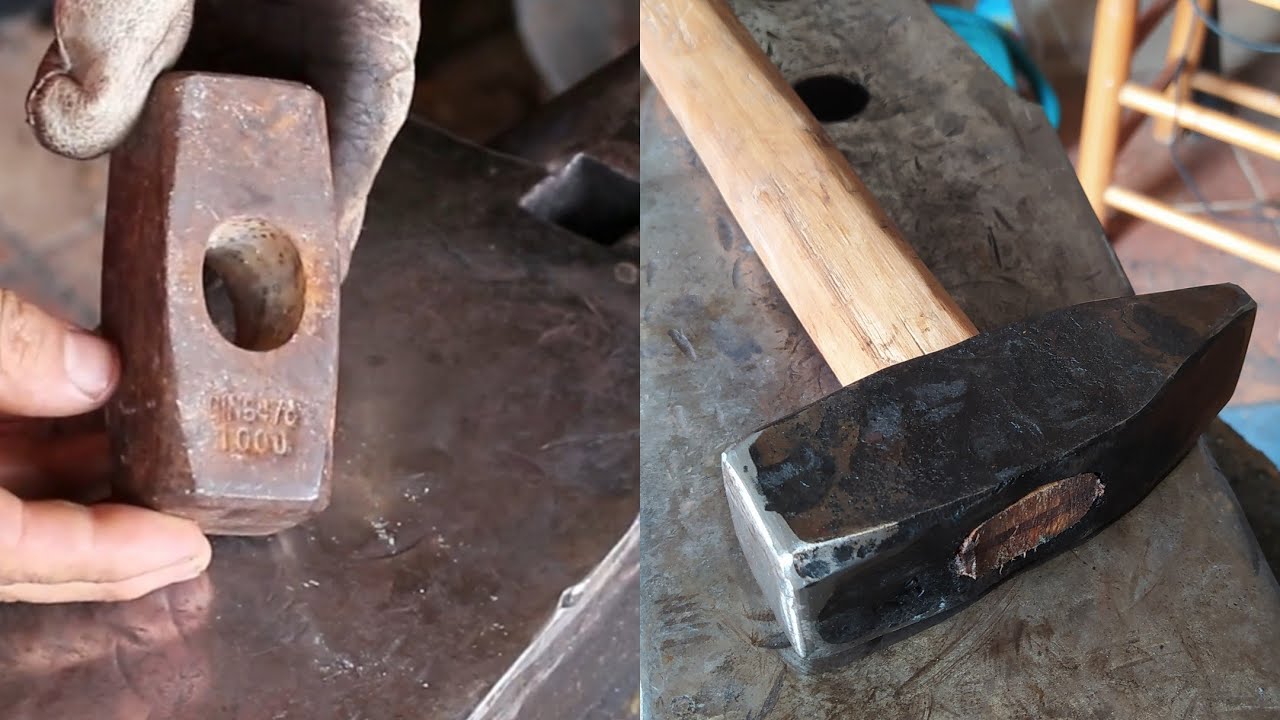 Modificación de martillo para forja. martillo de peña
