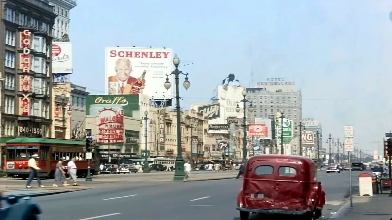 New Orleans 1950s in color  [60fps, Remastered] w/sound design added