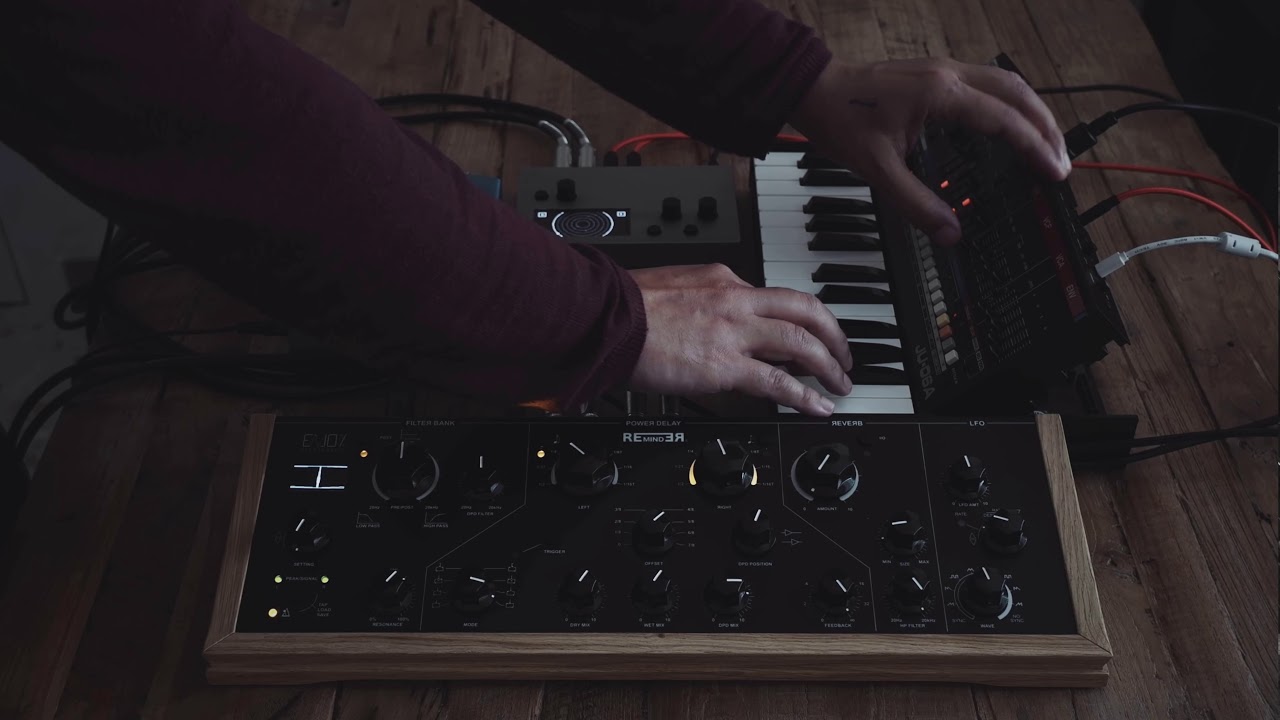 Juno 06a, Monome Norns, Enjoy Electronics Reminder and Strymon Big Sky