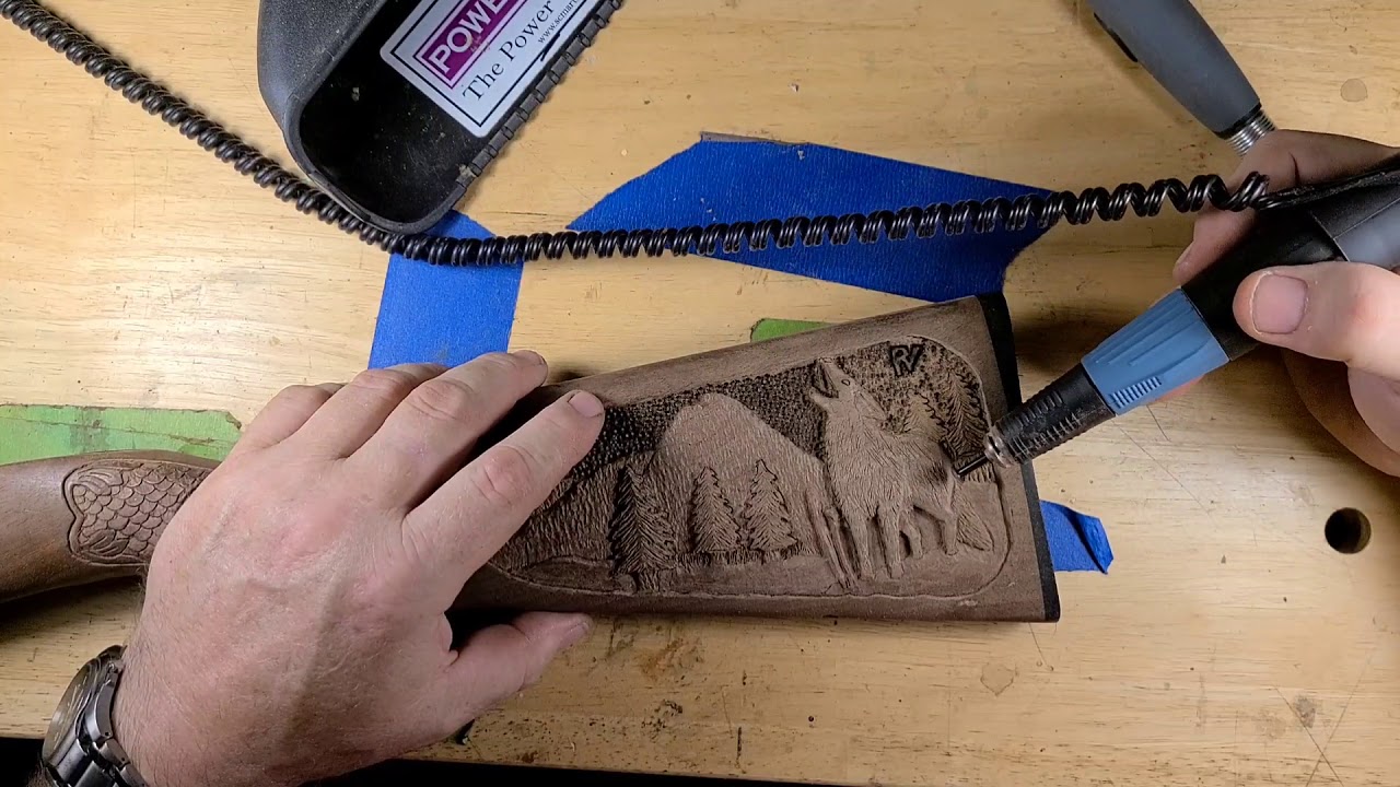 Ложа ружья для резьбы по дереву с Dremel 4000. Мощный инструмент для резьбы по дереву Dremel.