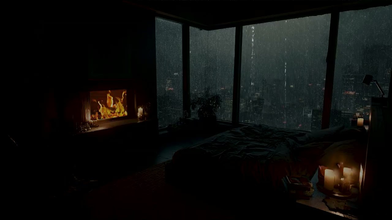 Firestorm Rain: Relaxing Rain & Fireplace Sounds for Sleep & Stress Relief | Calming Ambience