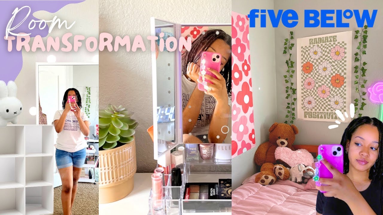Small Room Transformation: 📦 MOVING to a new house, 🛒 FIVE BELOW decor, AESTHETIC pastel theme 🌸
