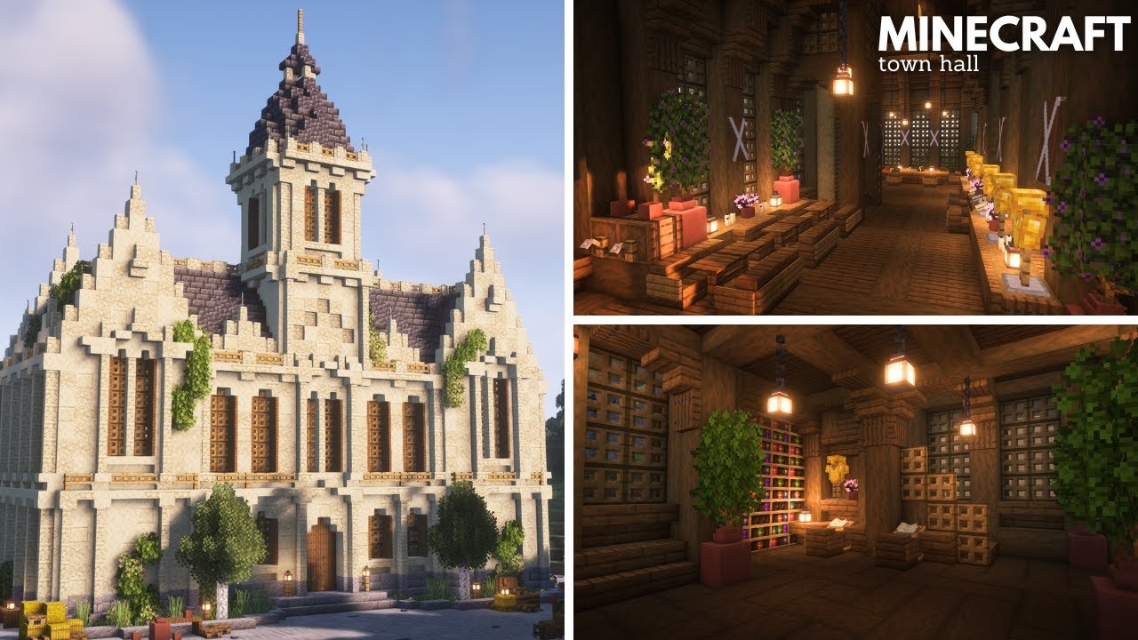 Minecraft: Medieval Town Hall Interior Tutorial | Minecraft Tutorial