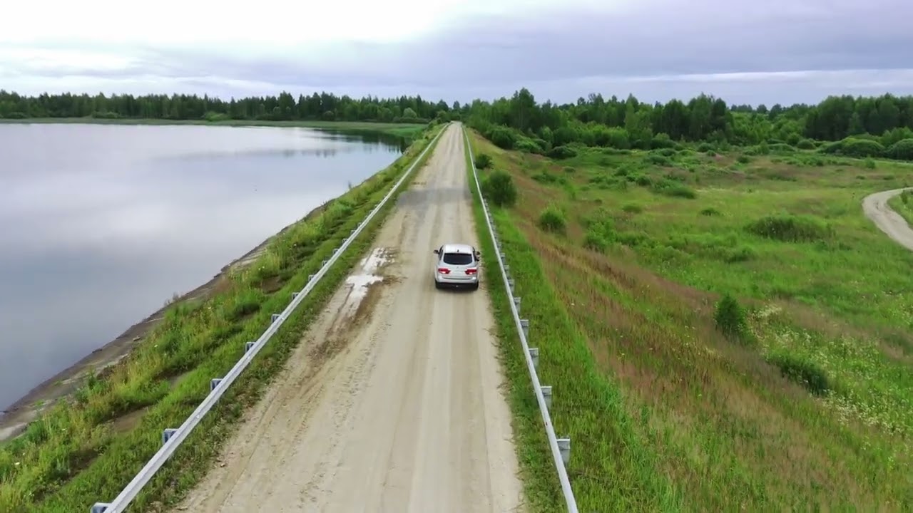 Driving a car, third-person view
