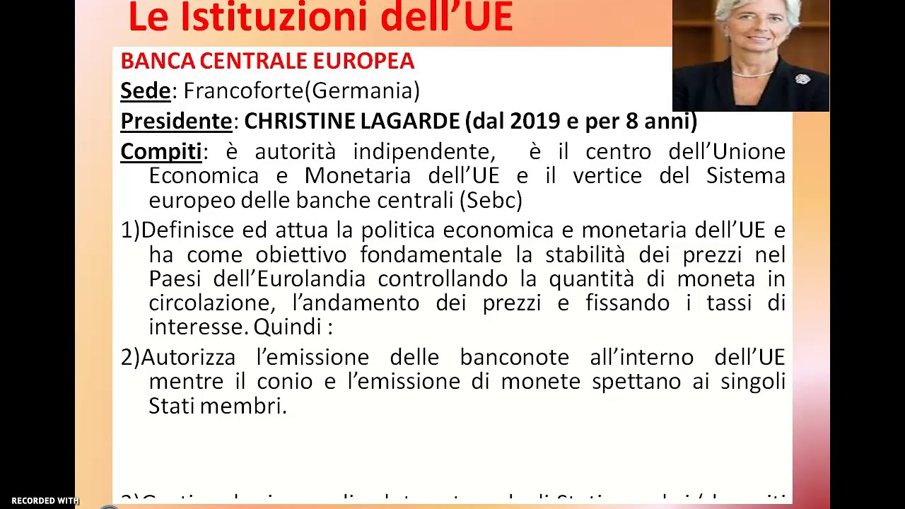 LE ISTITUZIONI DELL'  UNIONE EUROPEA