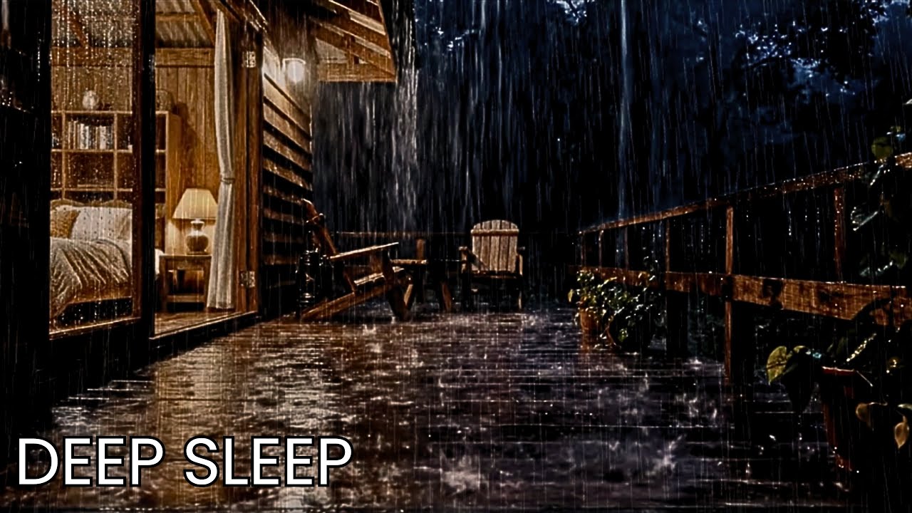 Rainy Night at a Cozy Forest Cabin 🌧️ Peaceful Rain Sounds for Sleep