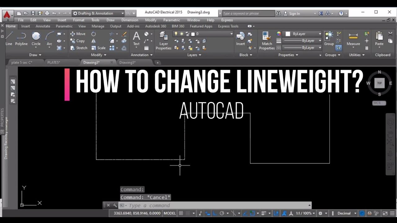 HOW TO CHANGE THE LINEWEIGHT IN AUTOCAD?