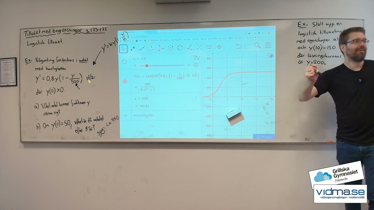 Matematik 5. Differentialekvationer: LOGISTISK TILLVÄXT. Tillväxt med begränsningar.