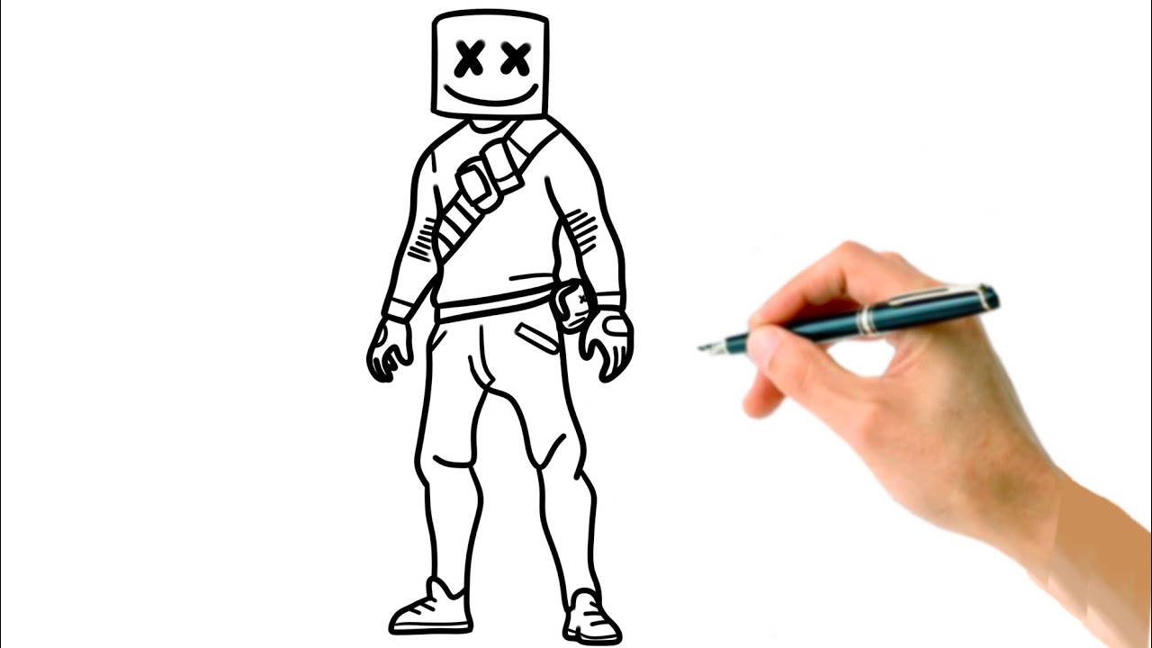 How to Draw Fortnite's Marshmello (Step by Step)
