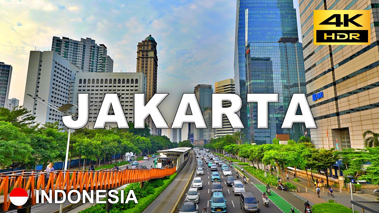 Джакарта 🇮🇩 Индонезия &ndash; Прогулка 4K | Sudirman Ave. в современном деловом районе Джакарты