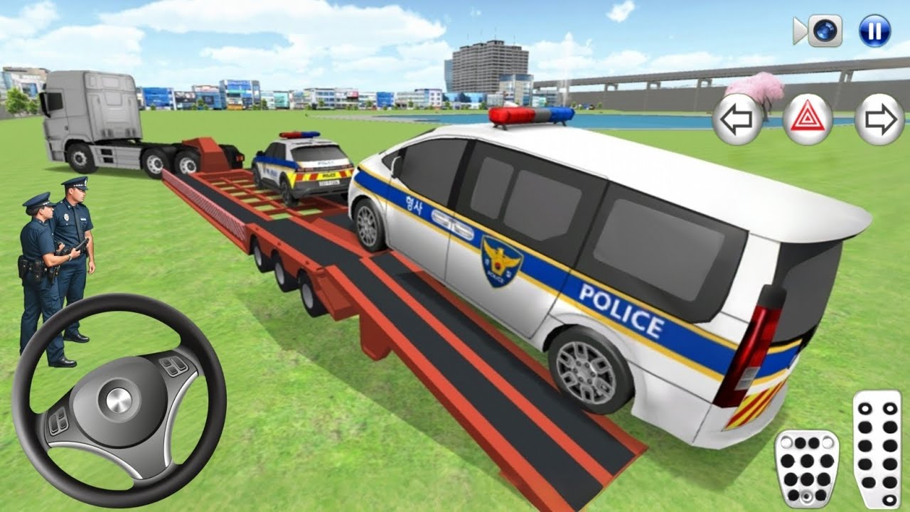 New Police Car Loading on Lowboy Trailer Ramp - 3D Driving Class Simulation - Android Gameplay 2025