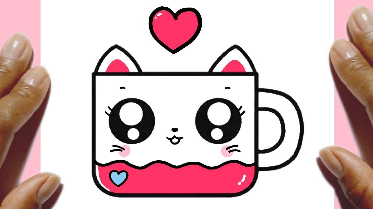 COMO DESENHAR UMA XÍCARA GATINHO FOFO KAWAII FÁCIL PASSO A PASSO