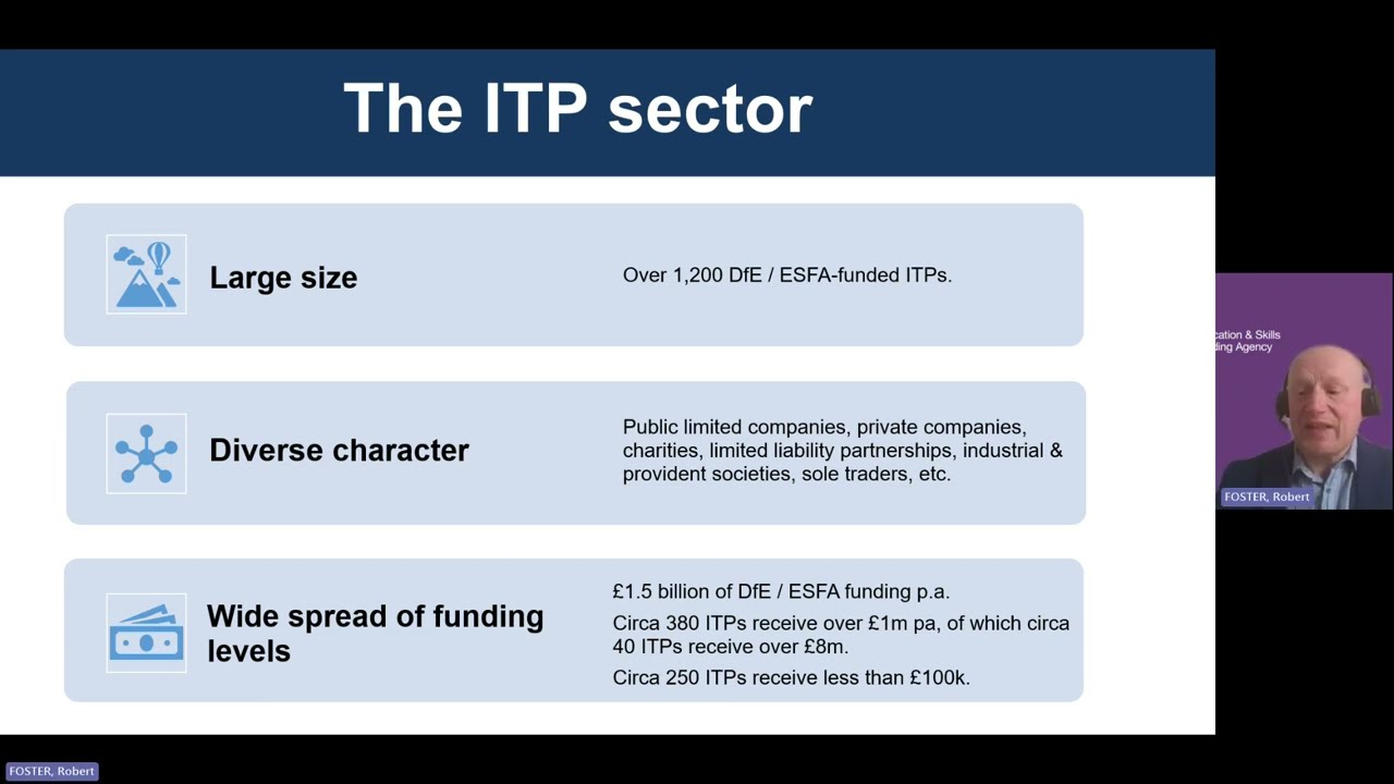 Presentation introducing the Independent Training Providers Financial Handbook