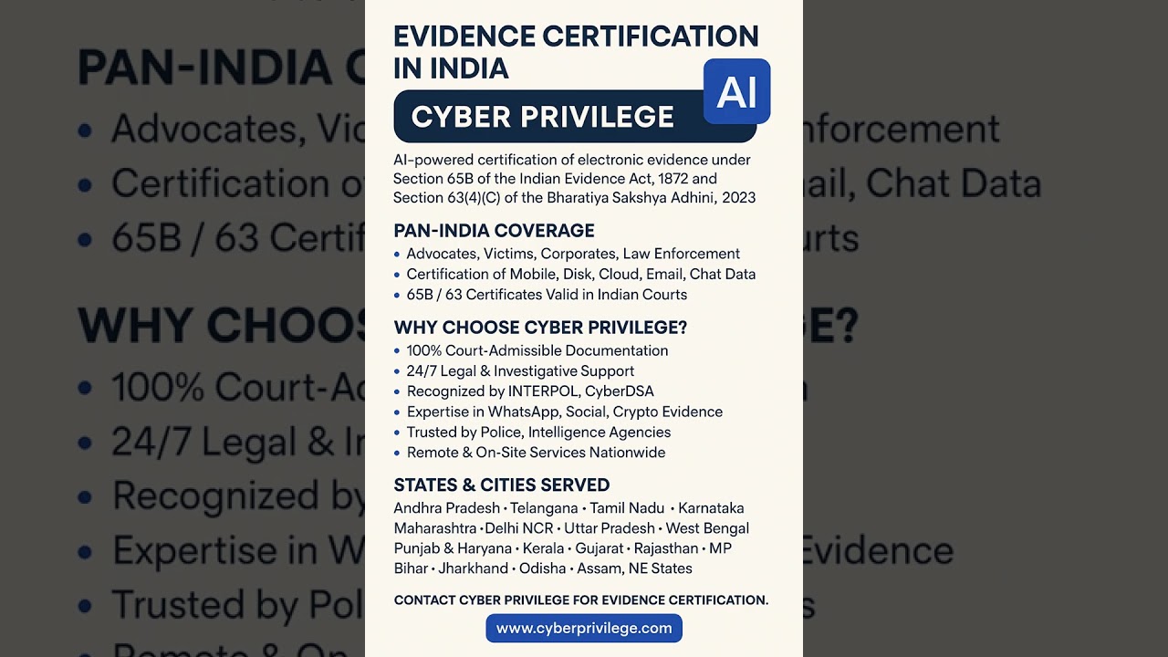 No.1 Top 65B Electronic Evidence Certificate Provider in India 63 4c AI-Powered Electronic Evidence