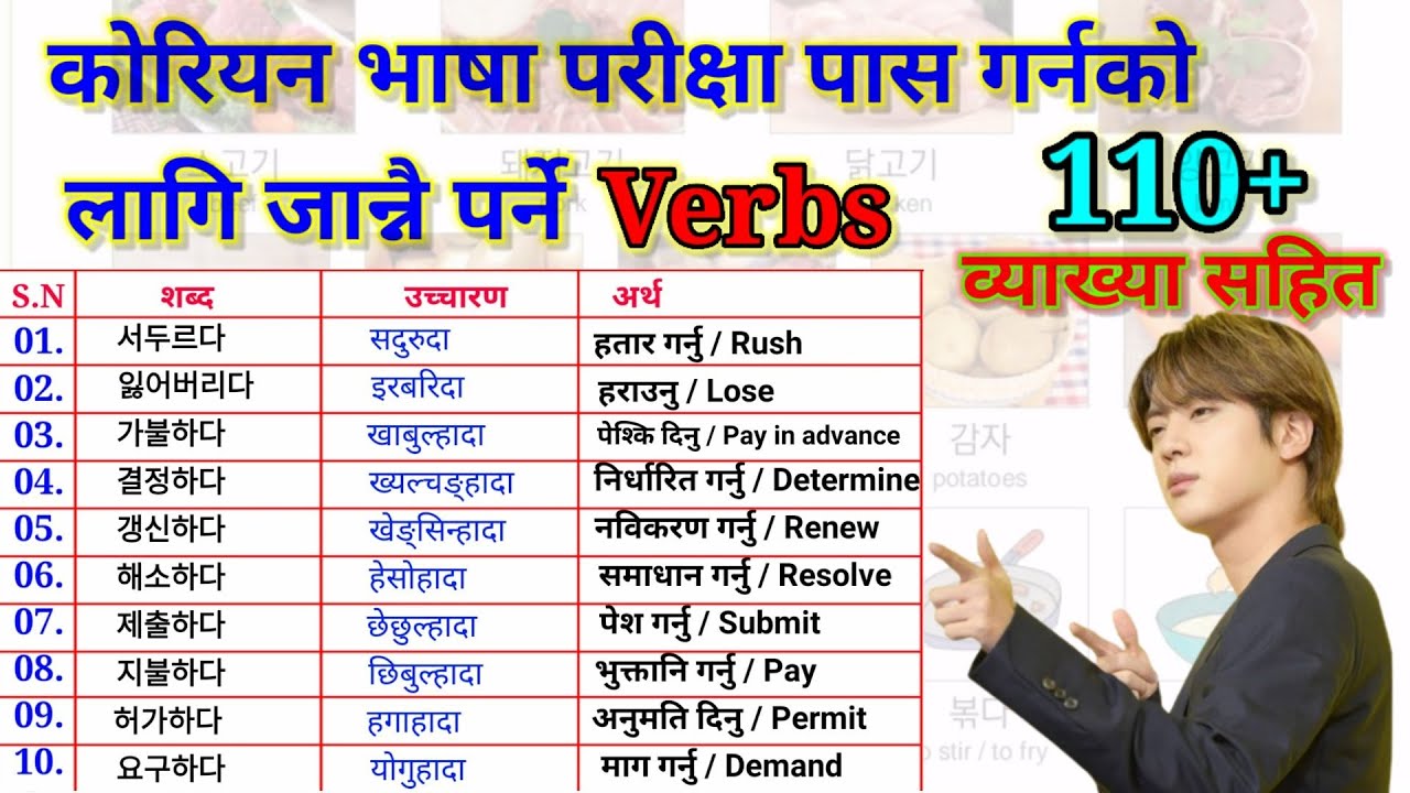 Most important Korean Verb in nepali || Korean meaning 🇰🇷