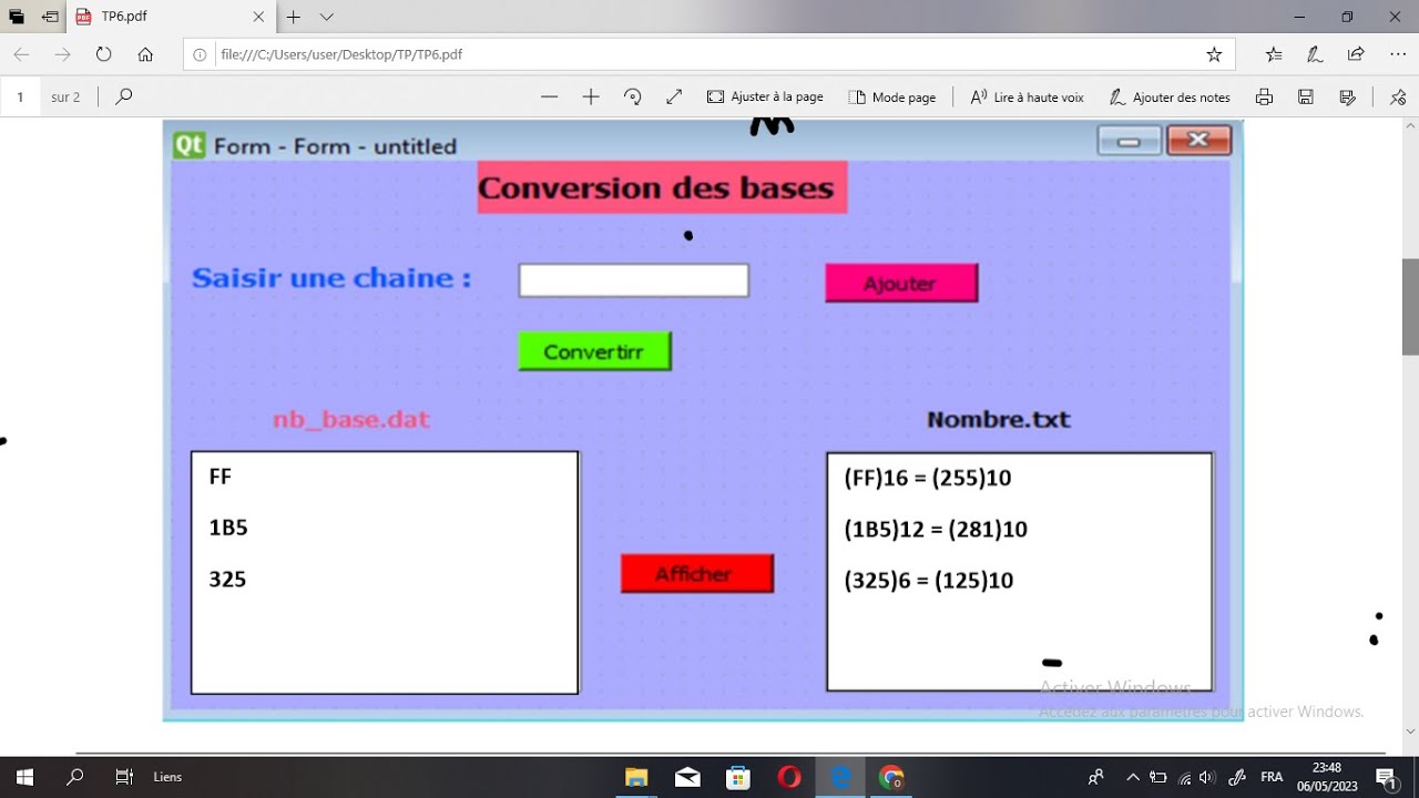 Bac info ||Correction TP 6 (conversion entre les bases)