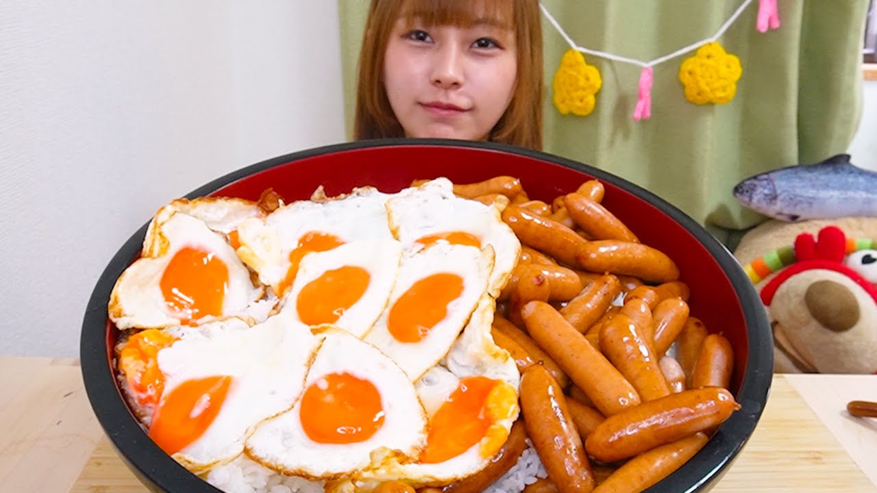【大食い】ご飯5合のソーセージエッグ丼