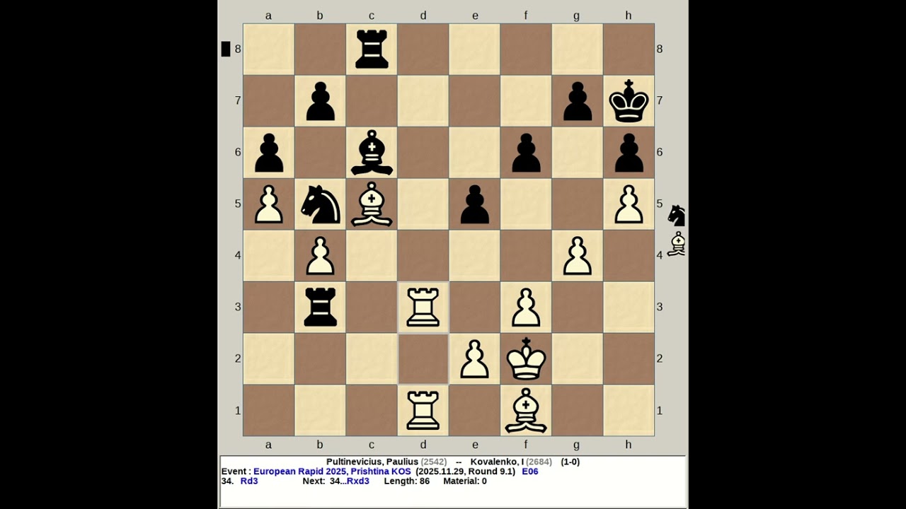 Pultinevicius, Paulius vs Kovalenko, I | European Rapid Chess 2025, Prishtina KOS