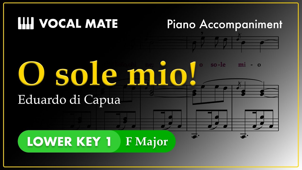 O sole mio! - Eduardo di Capua | F Major | Piano Accompaniment and Highlighted Lyrics