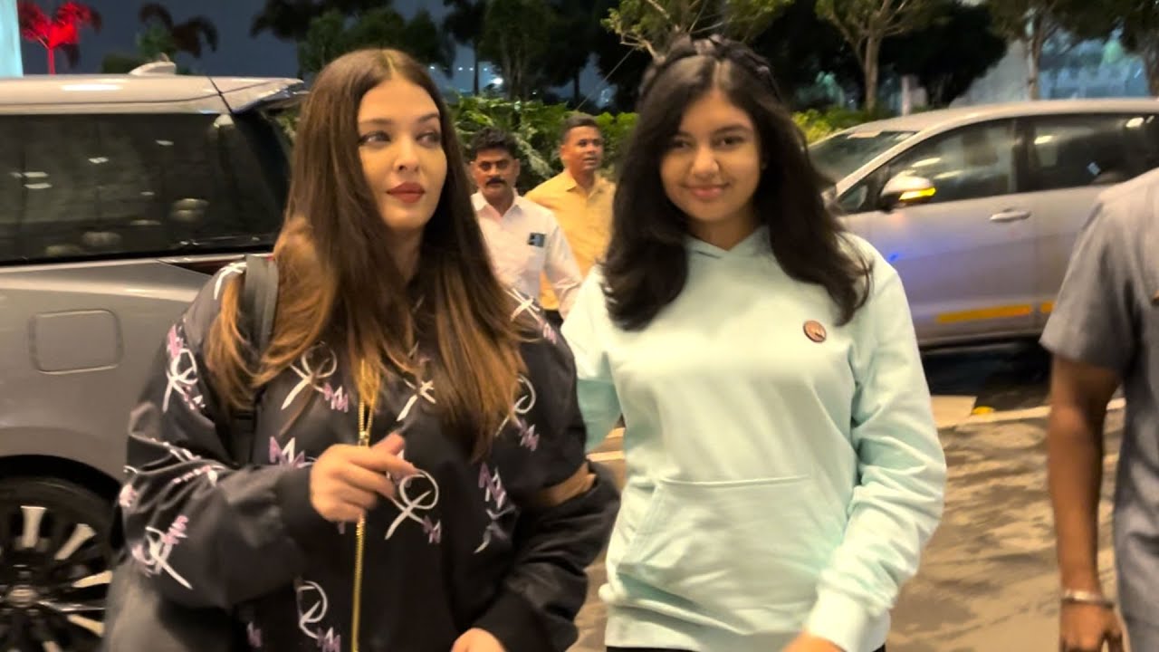 Aishvarya Rai Bachchan with Aaryadhya Bachachan leaving for IIFA 2024, Spotted at Mumbai Airport