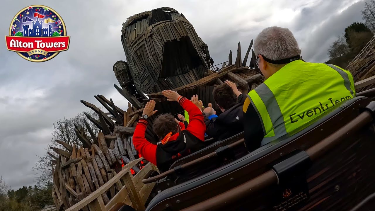 Riding The Wicker Man Roller Coaster at Alton Towers | Back Row POV 4K