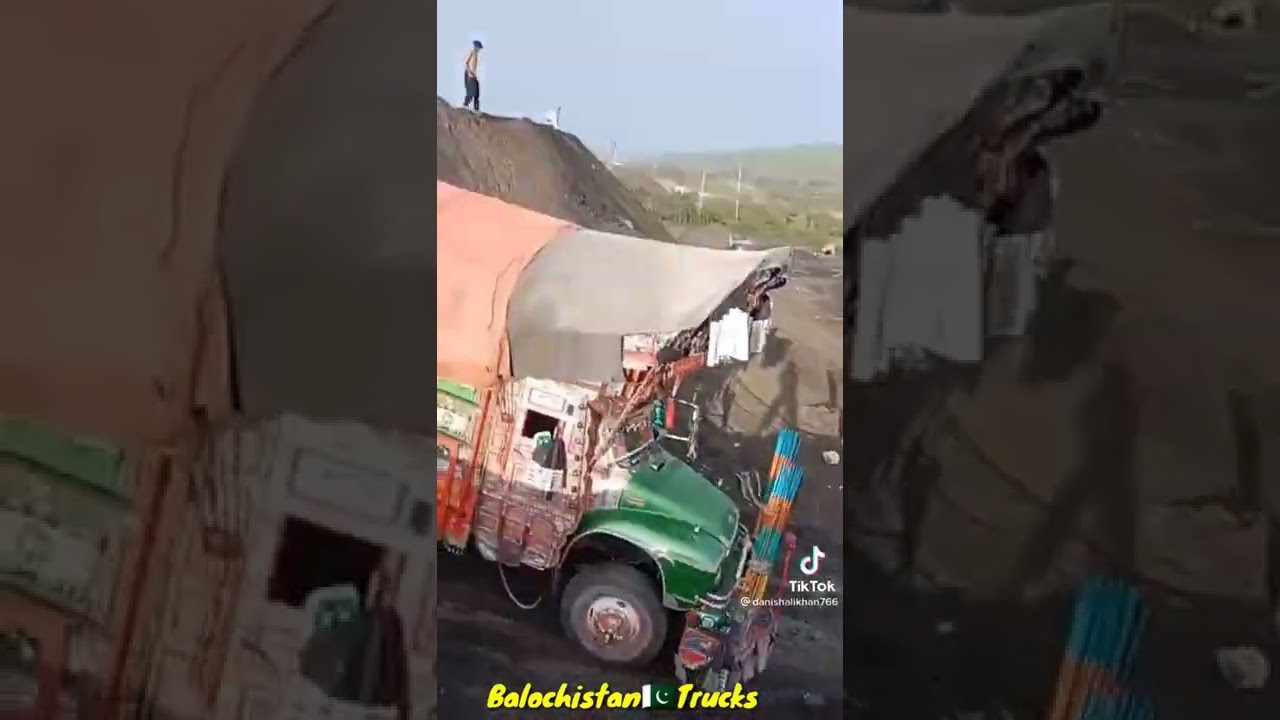 Coal Loaded Bedford 6 Wheeler Truck on Slippery Off Road Driving