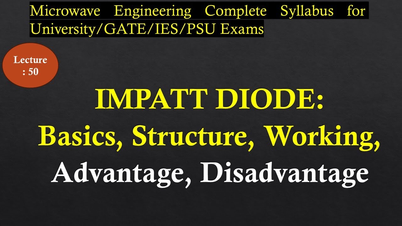 IMPATT Diode: Basics, Structure, Working, Applications, Advantages | Microwave Engineering | Lec 50