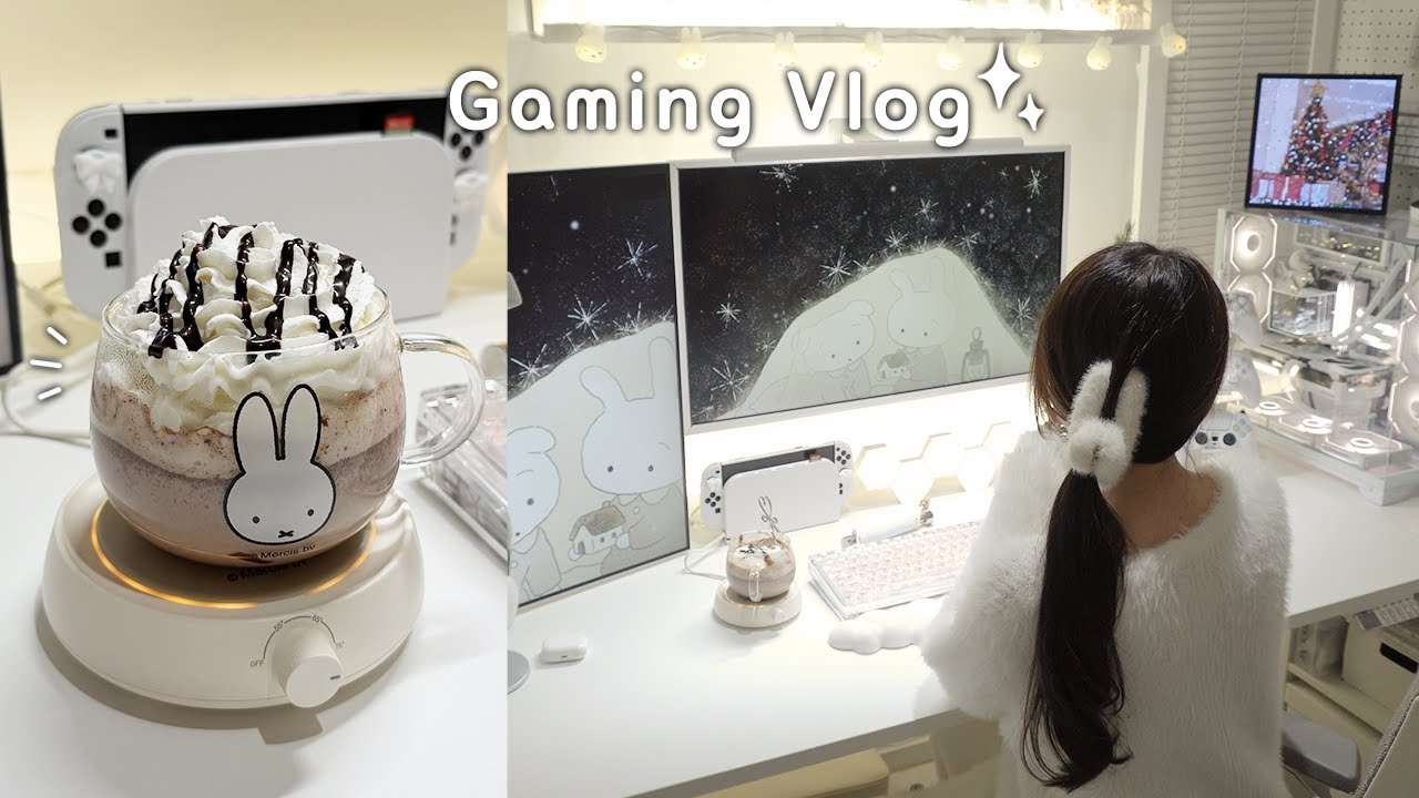 game vlog👾 | cozy winter gaming❄️getting ready for christmas in my desk🎄| Unboxing my silver award🌟