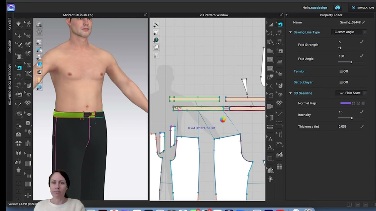 Как сшить выкройку джинсовой ткани в программе CLO 3D Virtual