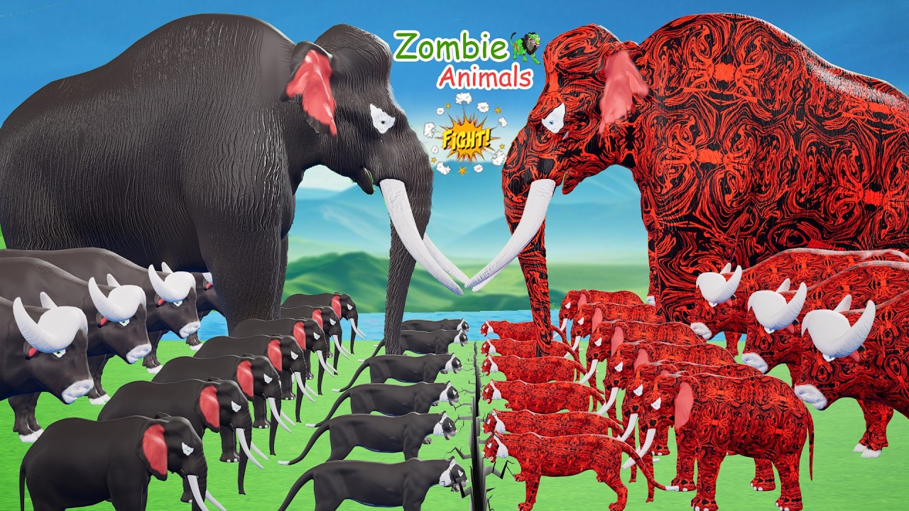 Prehistoric Mammals vs Woolly Mammoth Buffalo Lion Fight to Save Giant Elephant MR Giant Animals